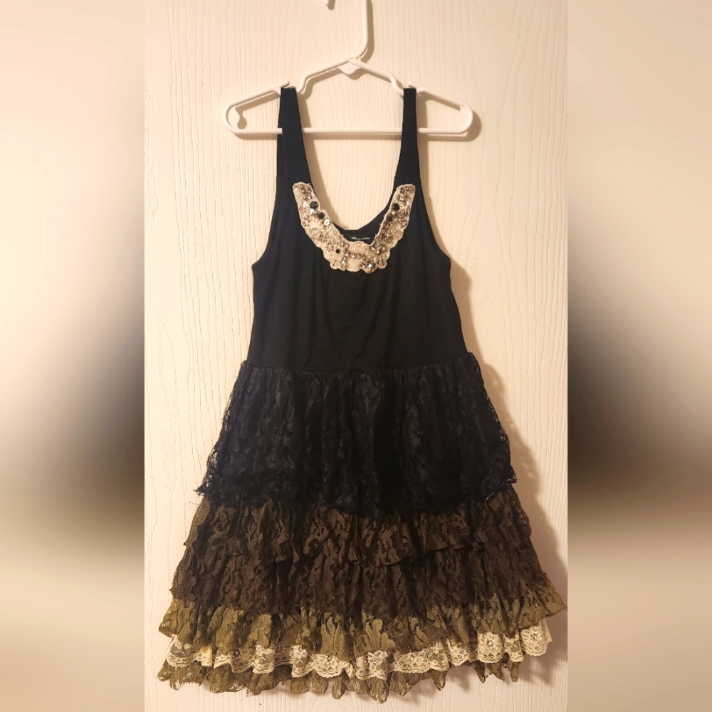 Black lace dress with jewels